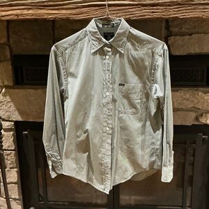 Faconnable Green Striped Casual Button-Down Shirt